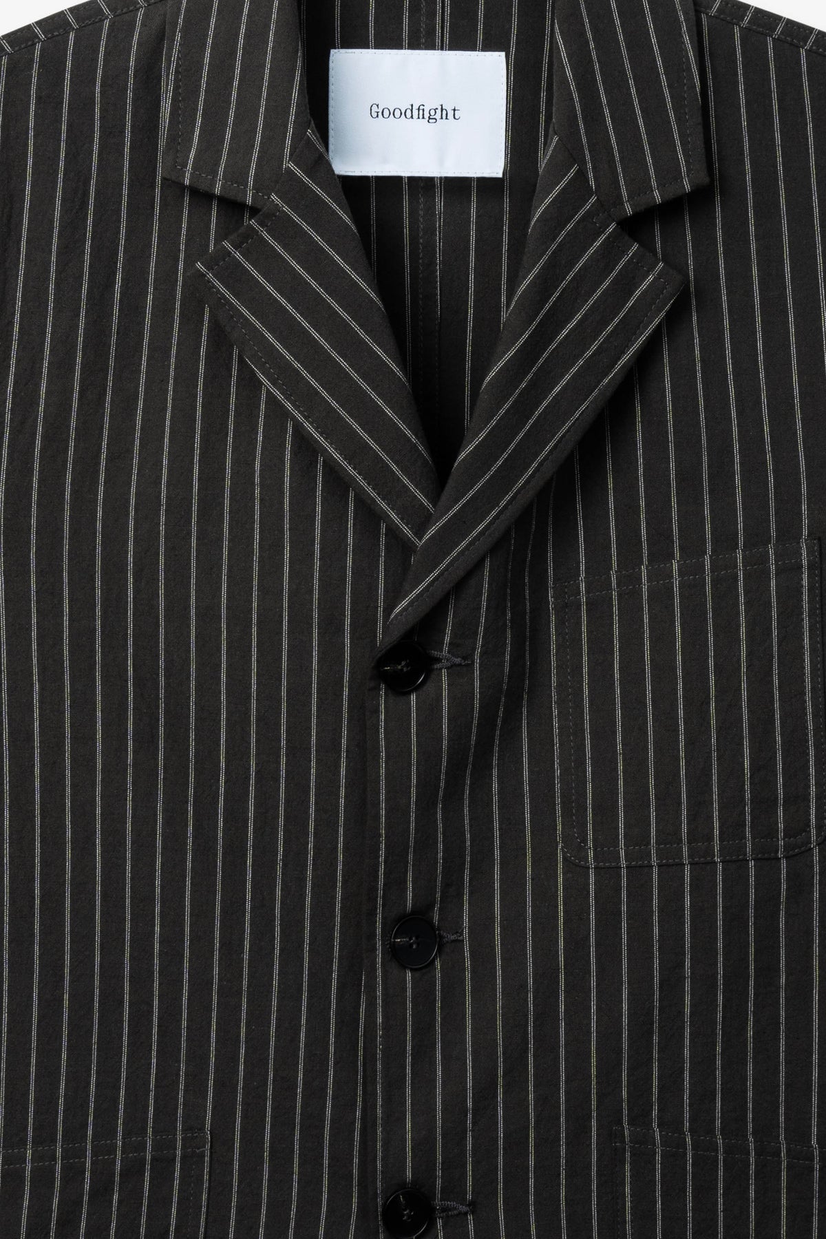 Goodfight Range Blazer Linen Grey Pinstripe