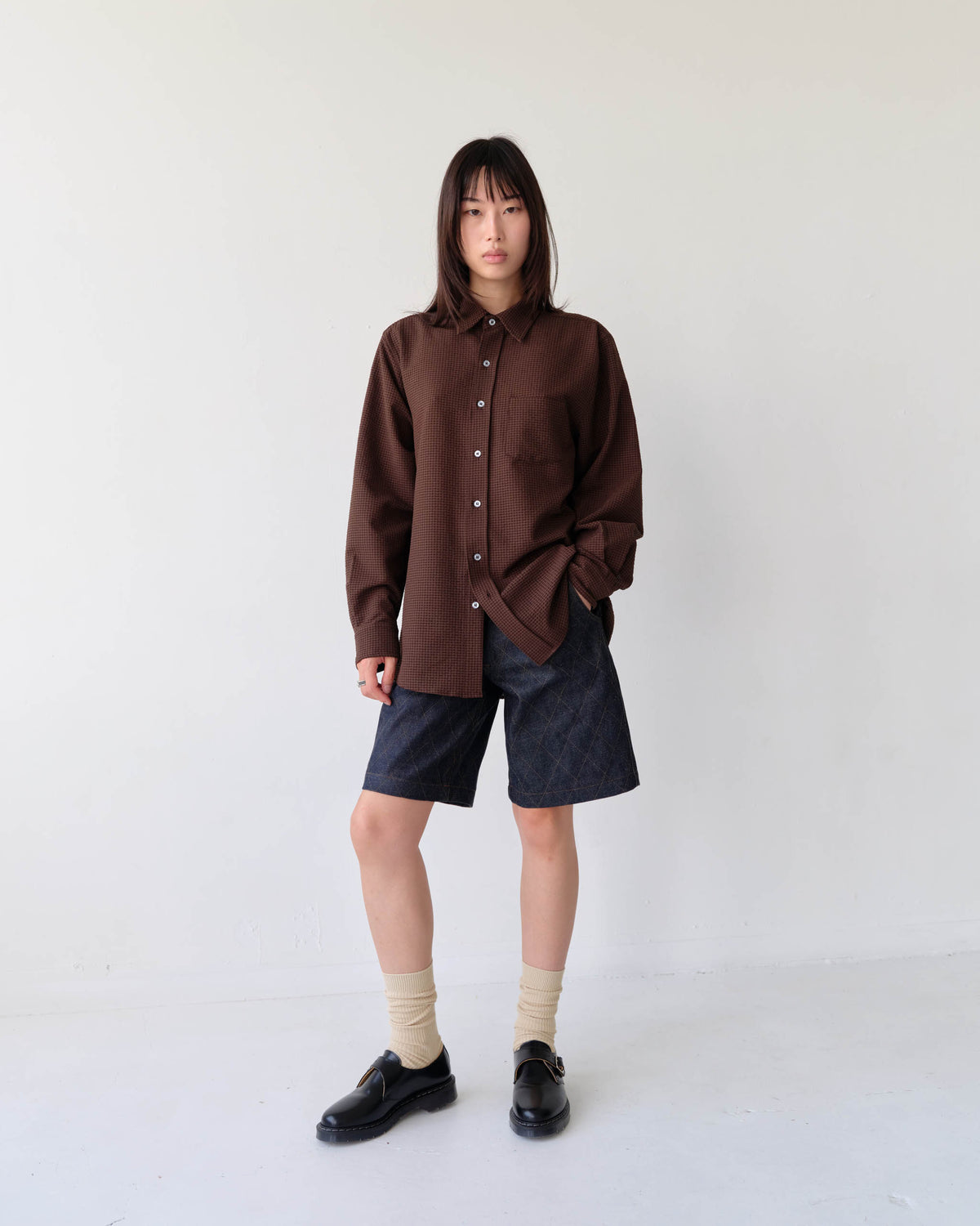 Goodfight Studio Denim Short Diamond Stitch Indigo