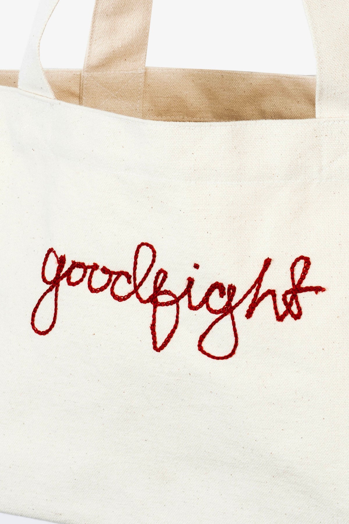Goodfight Small Good Tote Chain Stitch Script