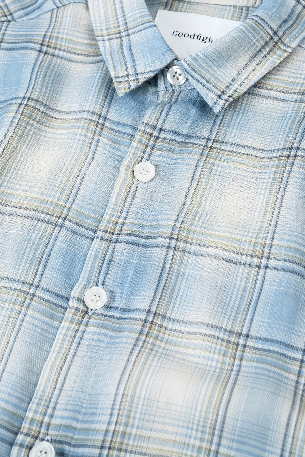 Goodfight City Shirt Organic Double Gauze Blue Plaid