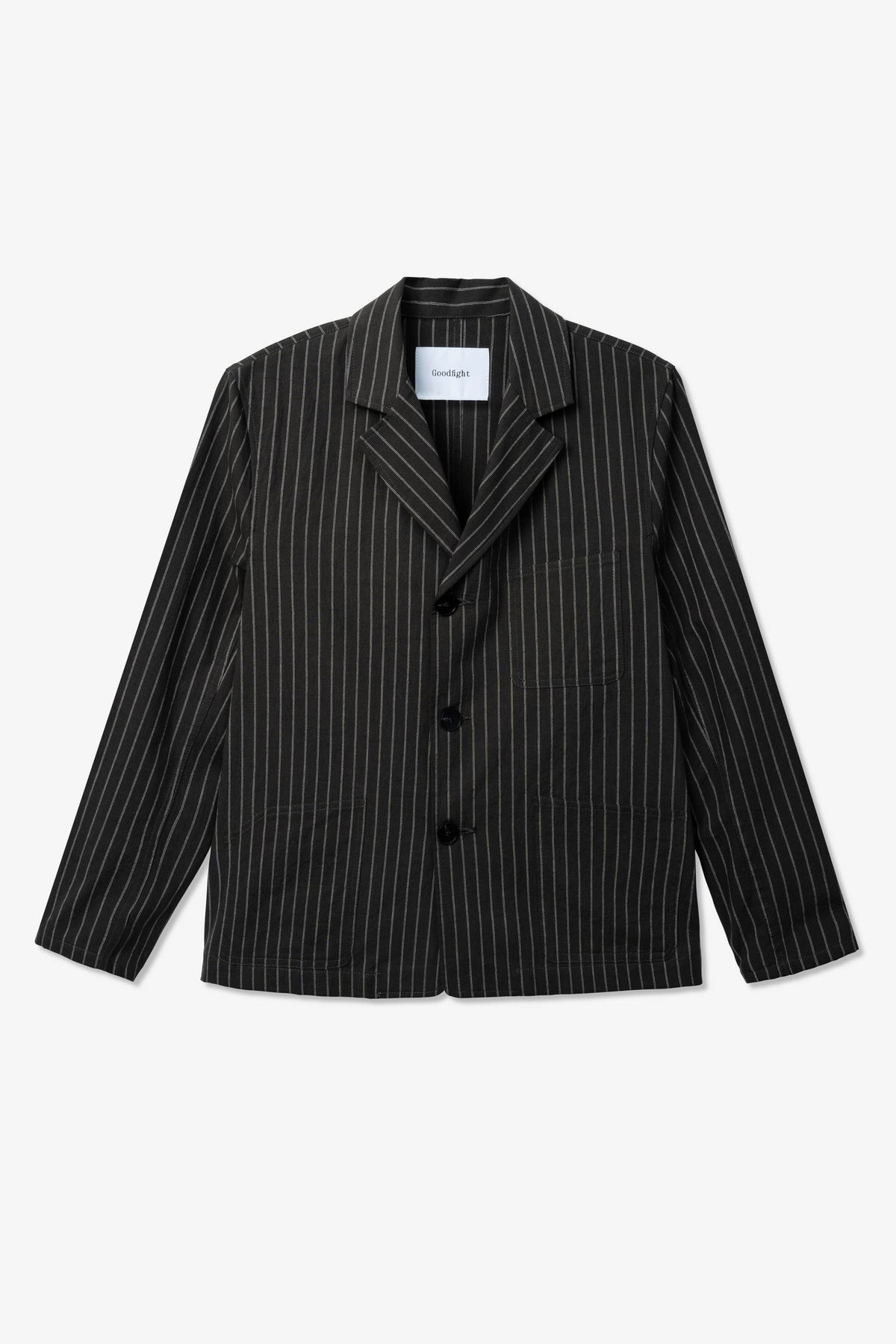 Goodfight Range Blazer Linen Grey Pinstripe